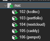 Proxmox screenshot
